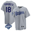 LA.Dodgers #18 Yoshinobu Yamamoto Player Gray World Series Meet Game Fdoa Stitched Jerseys
