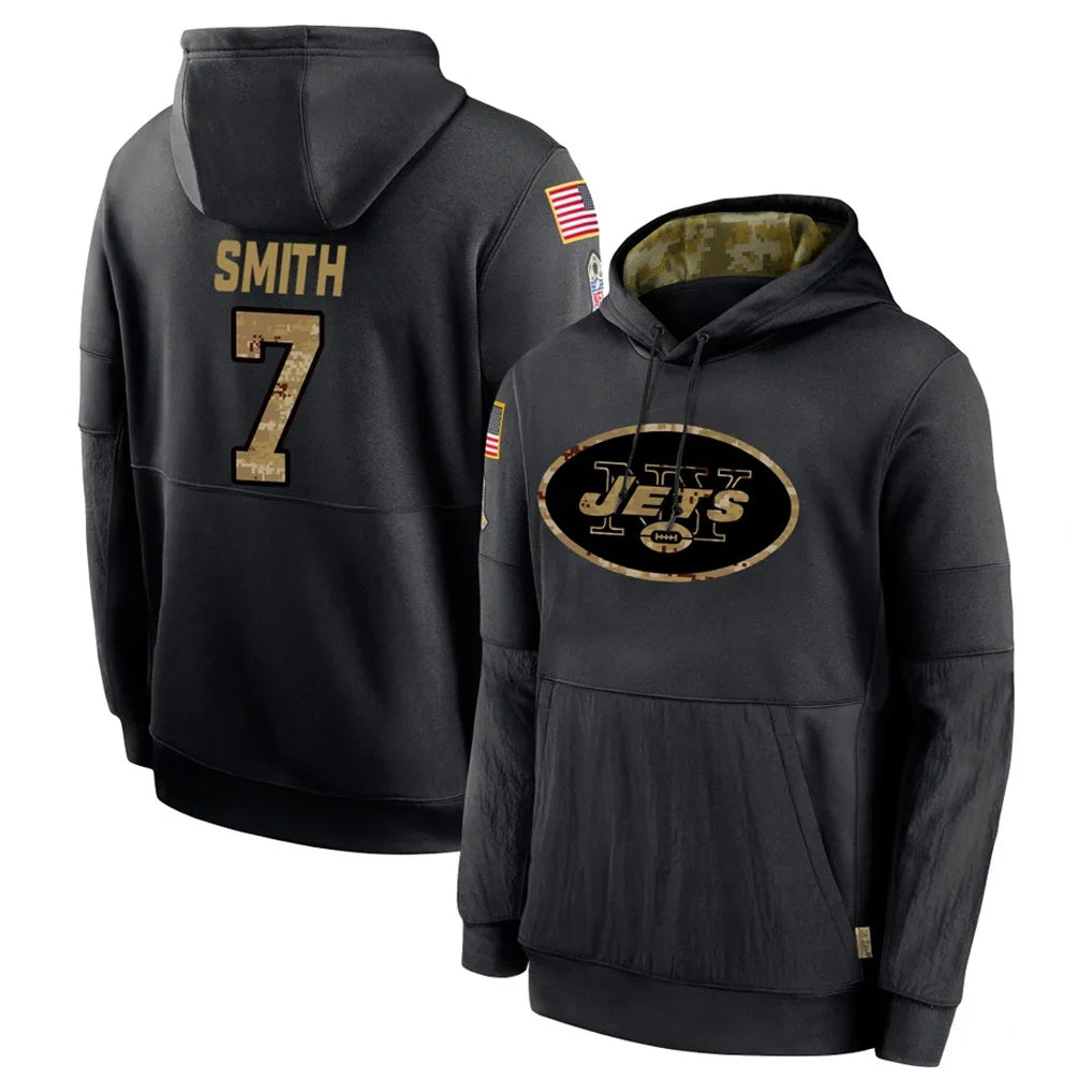 NY.Jets #7 Geno Smith Player Black Salute to Service Hoodies Limited Game Gdoa Stitched Jerseys