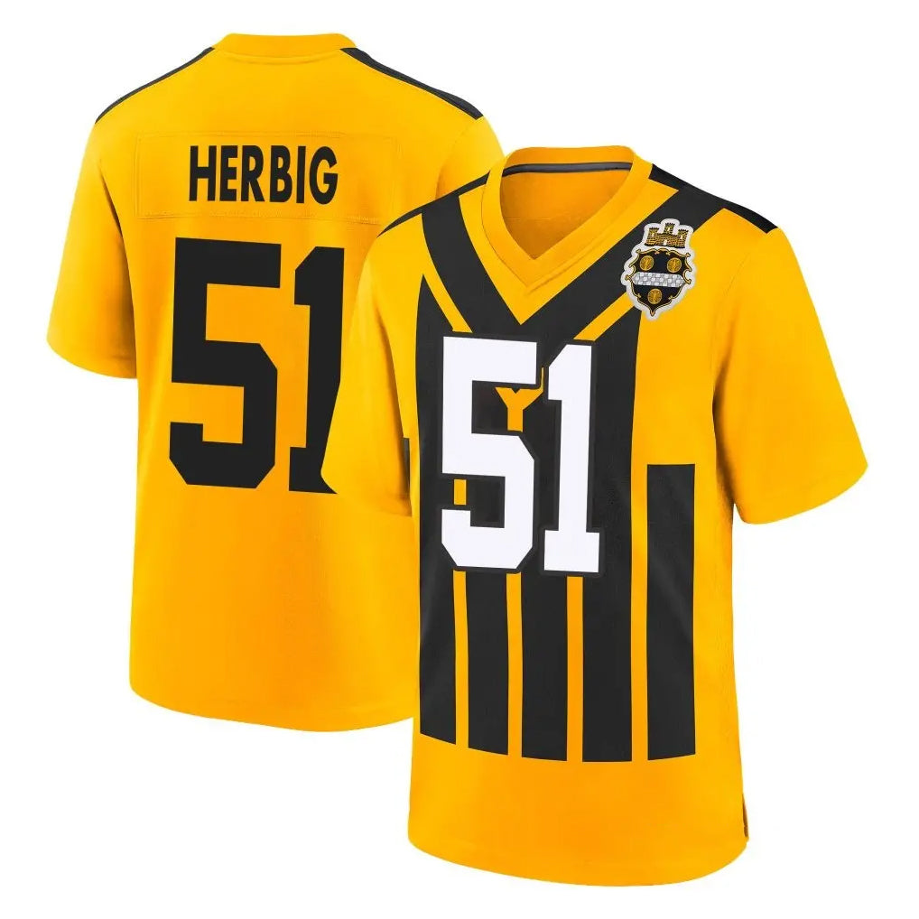 P.Steelers #51 Nick Herbig Player Gold Limited 1933 Throwback Home Game Gdoa Stitched Jerseys