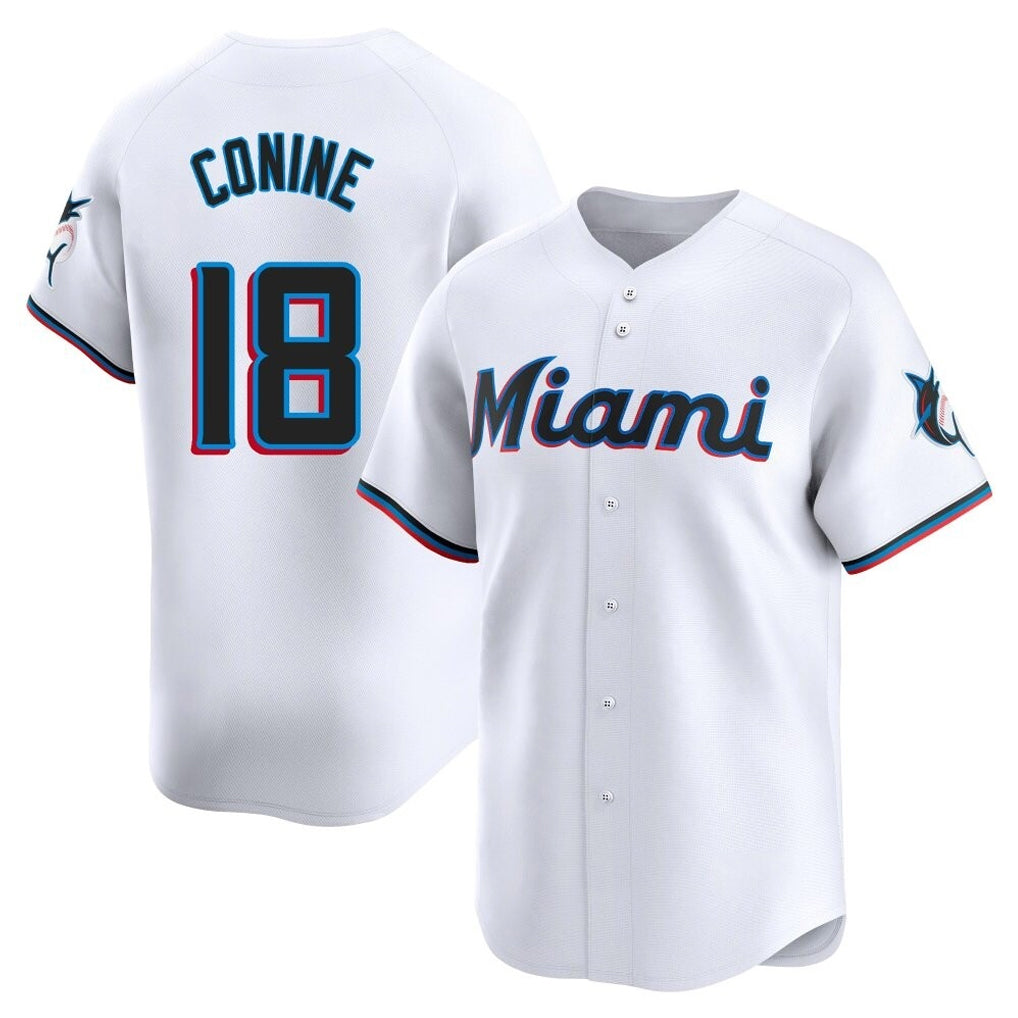 M.Marlins #18 Griffin Conine Player White  Home Limited Fdoa Stitched Jerseys