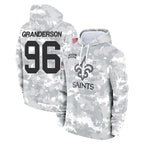 NO.Saints #96 Carl Granderson Player Arctic Camo Salute to Service Pullover Hoodies Limited Game Gdoa Stitched Jerseys