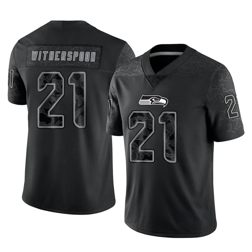 S.Seahawks #21 Devon Witherspoon Player Black Limited Reflective Home Game Gdoa Stitched Jerseys