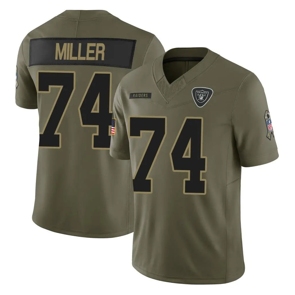 LV.Raiders #74 Kolton Miller Player Olive 2025 Salute To Service Limited Game Gdoa Stitched Jerseys