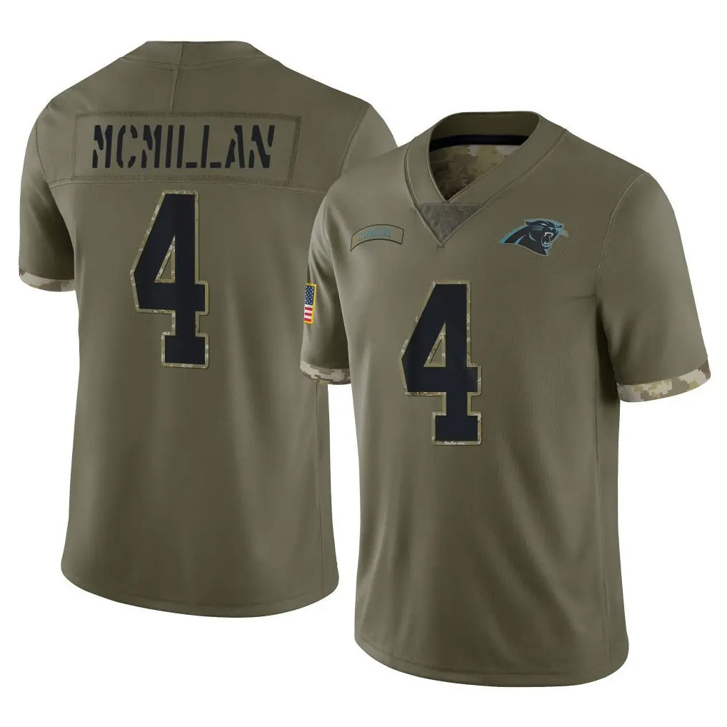 C.Panthers #4 Tetairoa McMillan Player Olive Salute to Service Game Gdoa Stitched Jerseys