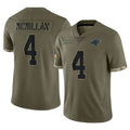 C.Panthers #4 Tetairoa McMillan Player Olive Salute to Service Game Gdoa Stitched Jerseys