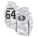 SF.49ers #64 Jake Brendel Player Arctic Camo Limited Salute to Service Pullover Hoodies Game Gdoa Stitched Jerseys