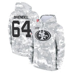 SF.49ers #64 Jake Brendel Player Arctic Camo Limited Salute to Service Pullover Hoodies Game Gdoa Stitched Jerseys