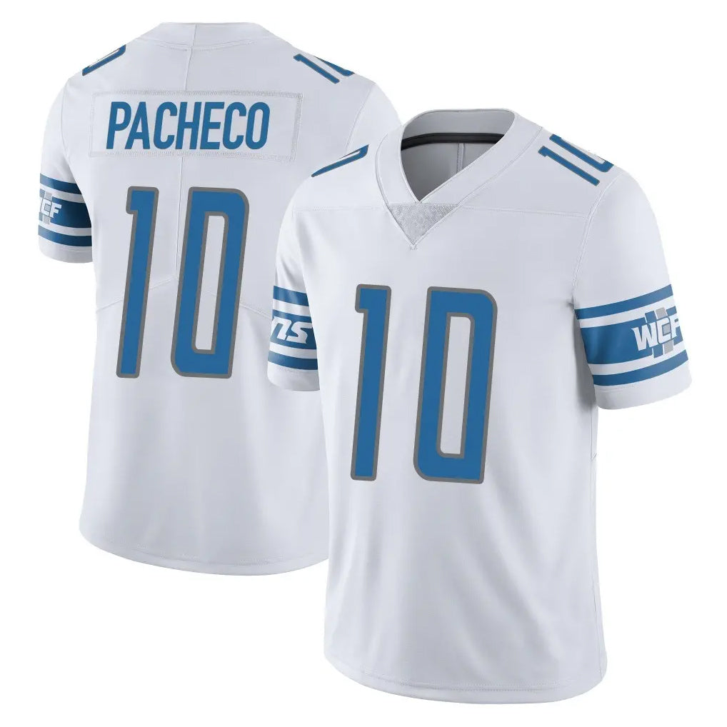 D.Lions #10 Isiah Pacheco Player White Limited Vapor Untouchable Home Game Gdoa Stitched Jerseys