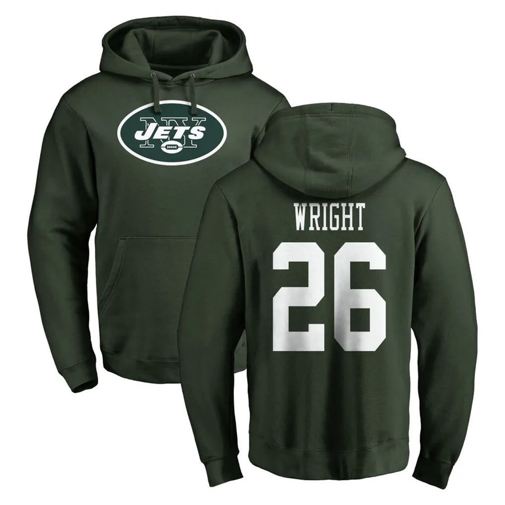 NY.Jets #26 Nahshon Wright Player Green LOGO Pullover Hoodies Limited Game Gdoa Stitched Jerseys