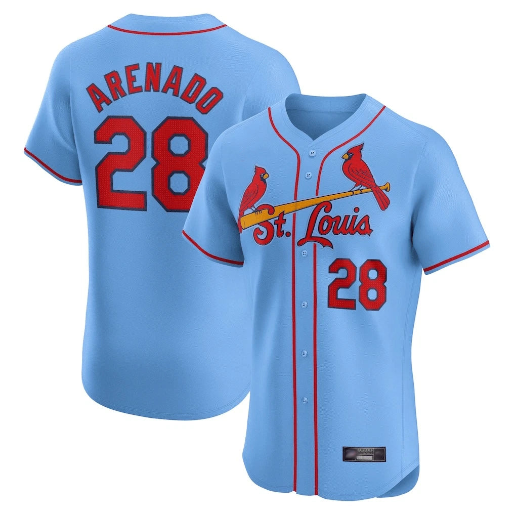 St. Louis Cardinals #28 Nolan Arenado Player Light Blue Home Limited Elite Fdoa Stitched Jerseys