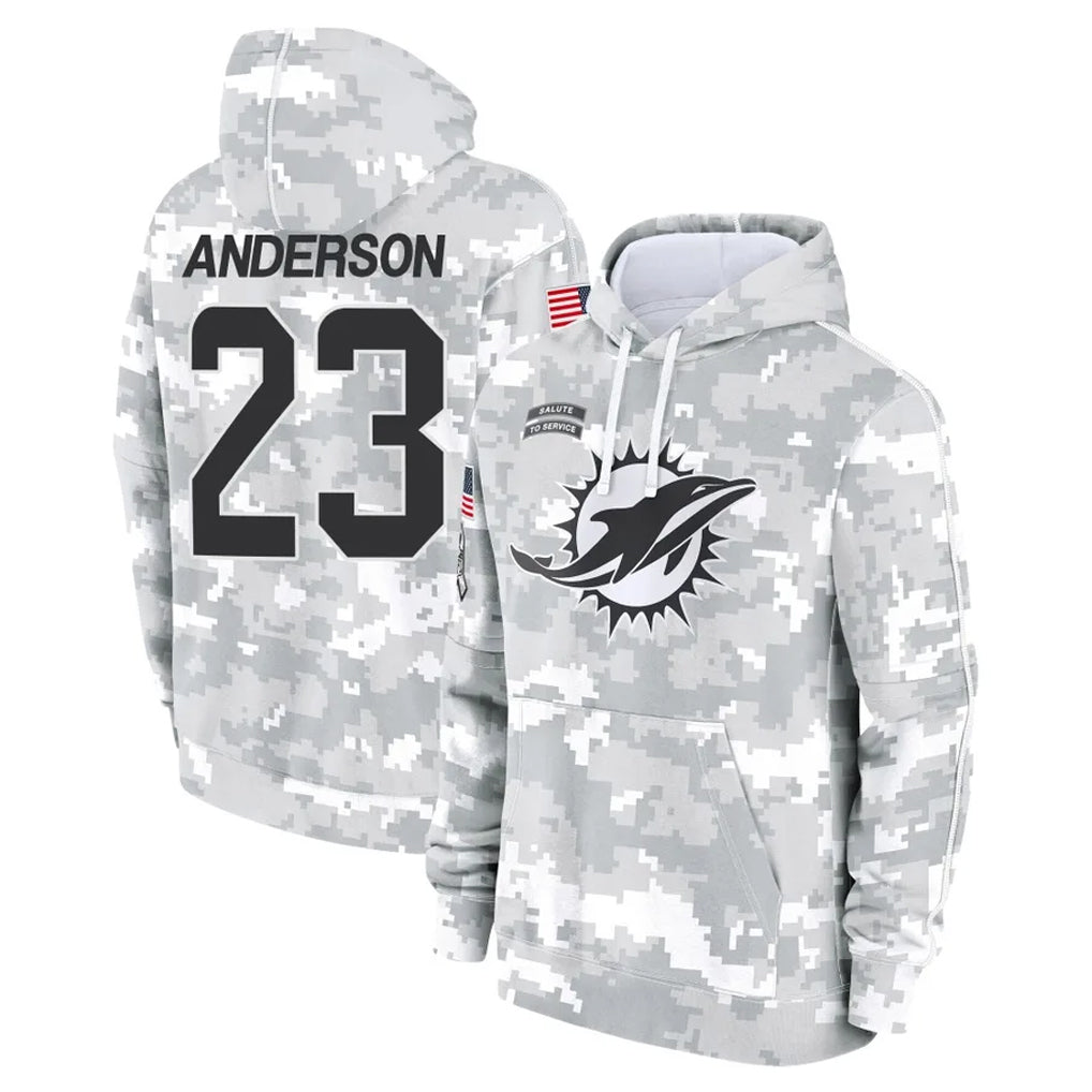 M.Dolphins #23 Zayne Anderson Player Arctic Camo Salute to Service Hoodies Limited Game Gdoa Stitched Jerseys