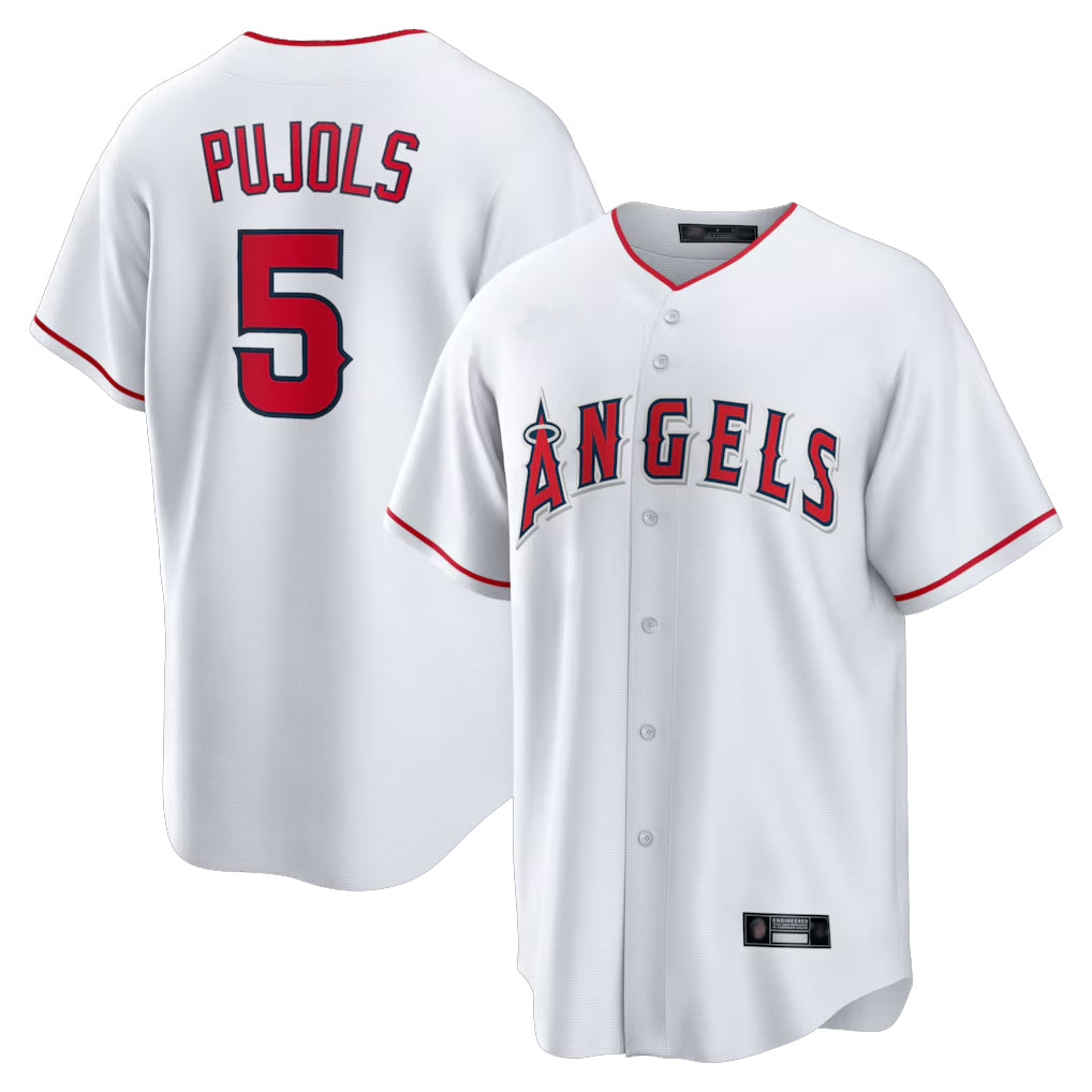 LA.Angels #5 Albert Pujols Player White Home Game Fdoa Stitched Jerseys
