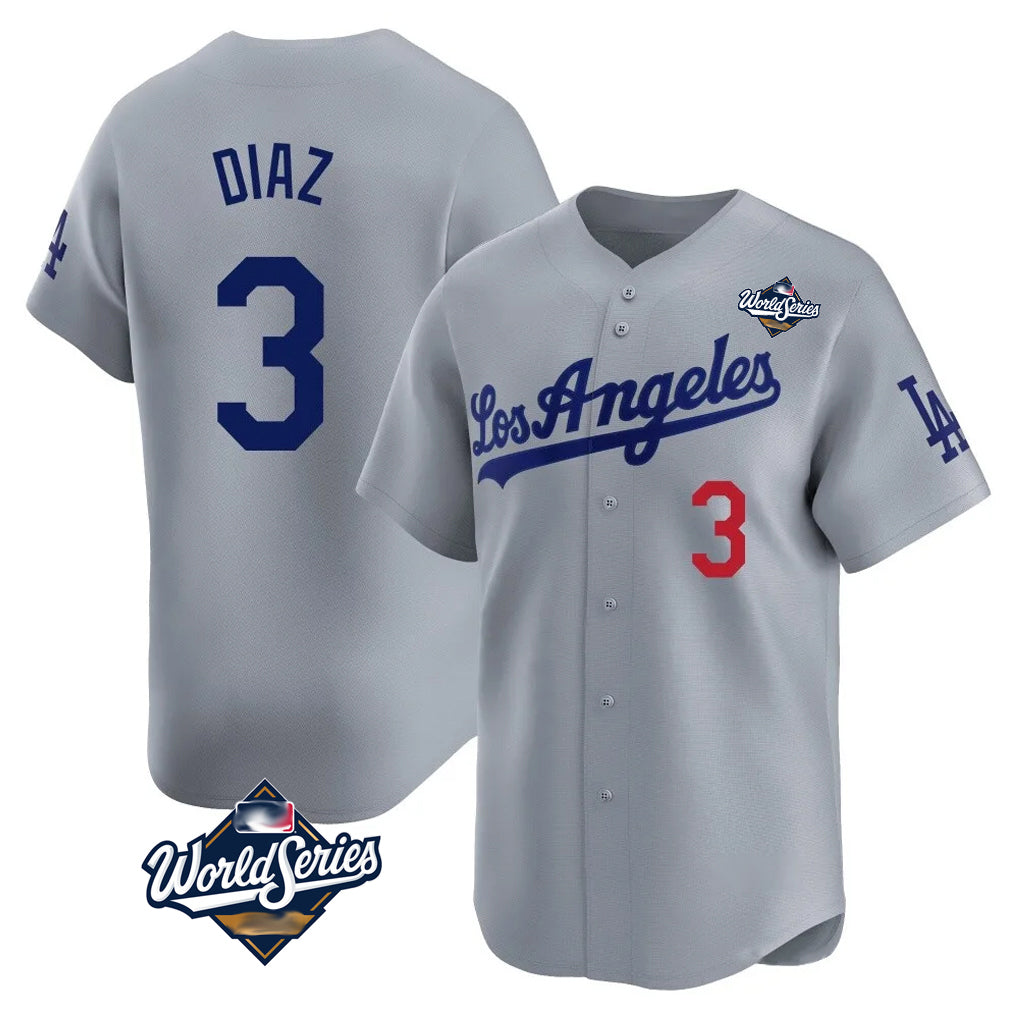 LA.Dodgers #3 Edwin D¨ªaz Player Gray World Series Limited Home Fdoa Stitched Jerseys