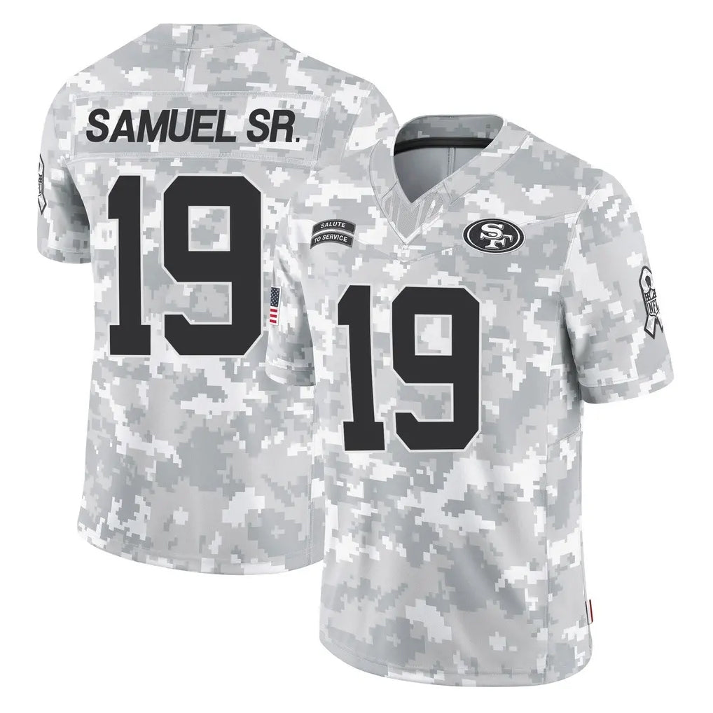 SF.49ers #19 Deebo Samuel Sr. Player Arctic Camo Limited Salute To Service Home Game Gdoa Stitched Jerseys
