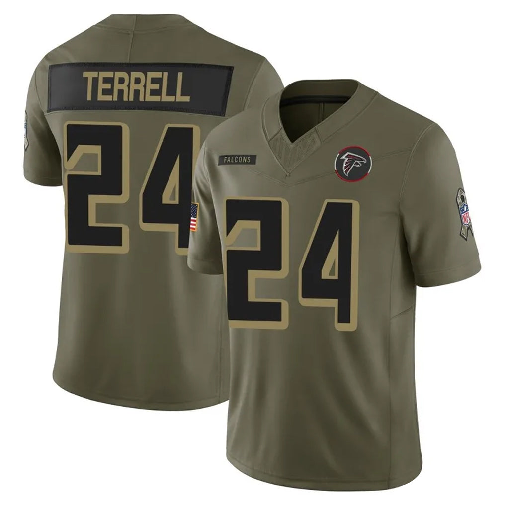 A.Falcons #24 A.J. Terrell Jr. Player Olive Salute To Service Limited Home Game Gdoa Stitched Jerseys