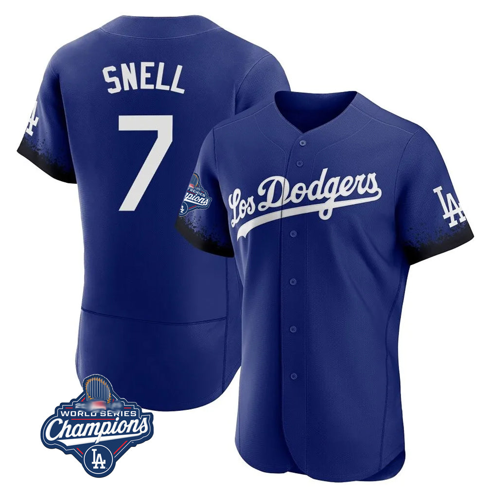 LA.Dodgers #7 Blake Snell Player Royal City Connect Elite World Series Meet Home Fdoa Stitched Jerseys