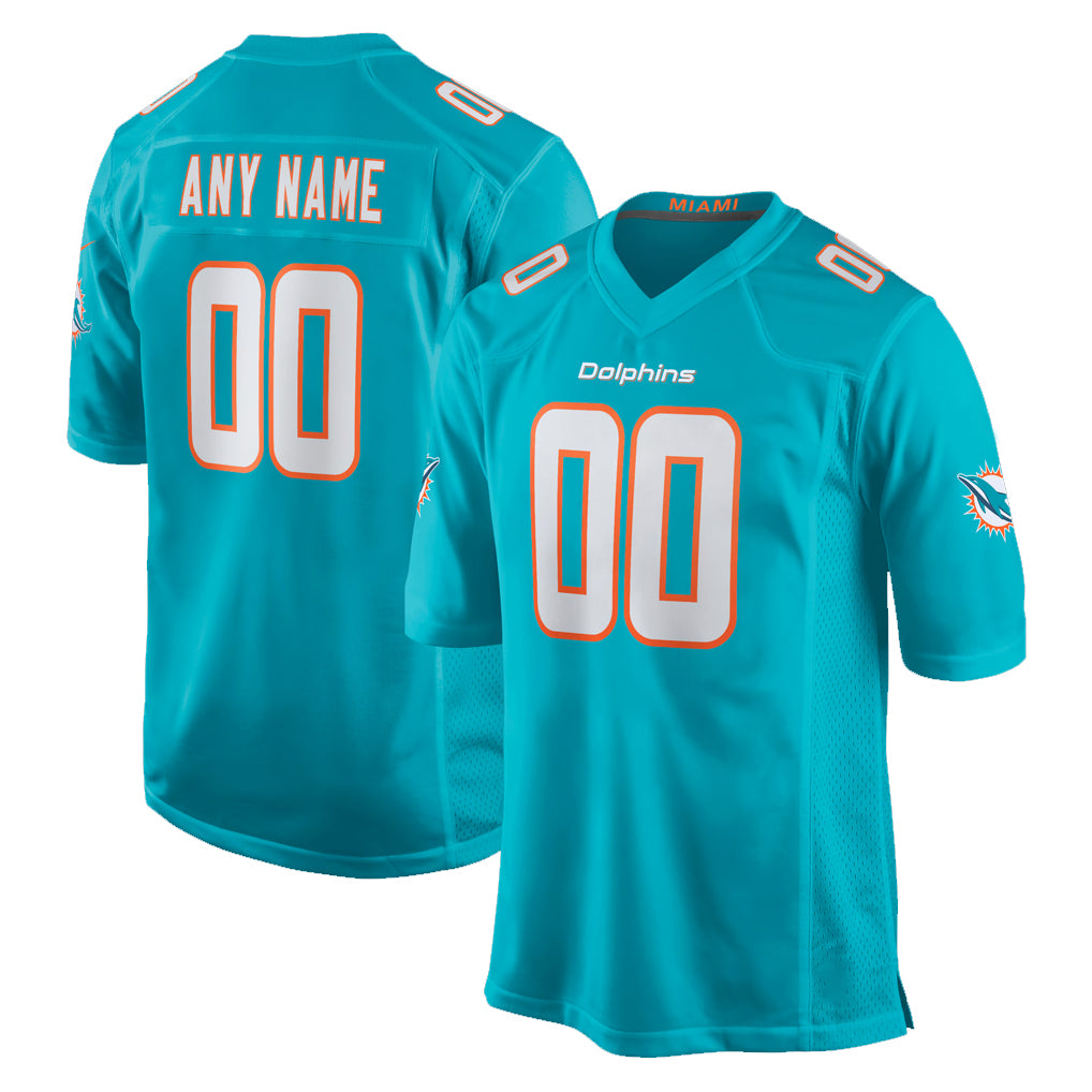 Custom M.Dolphins Aqua Home Game Any Name & Numbers Gdoa Stitched Jerseys