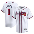 A.Braves #1 Ozzie Albies Player White Limited Home Game Gdoa Stitched Jerseys