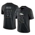 D.Broncos #21 Riley Moss Player Black Reflective Limited Gdoa Stitched Jerseys