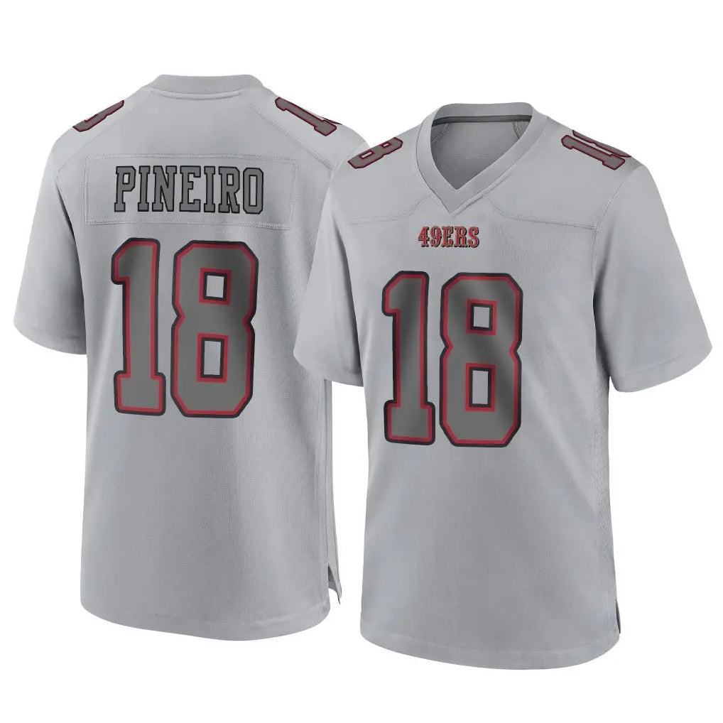 SF.49ers #18 Eddy Pineiro Player Gray Atmosphere Fashion Home Game Gdoa Stitched Jerseys