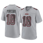 SF.49ers #18 Eddy Pineiro Player Gray Atmosphere Fashion Home Game Gdoa Stitched Jerseys