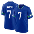S.Seahawks #7 Uchenna Nwosu Player Royal Throwback Home Game Gdoa Stitched Jerseys