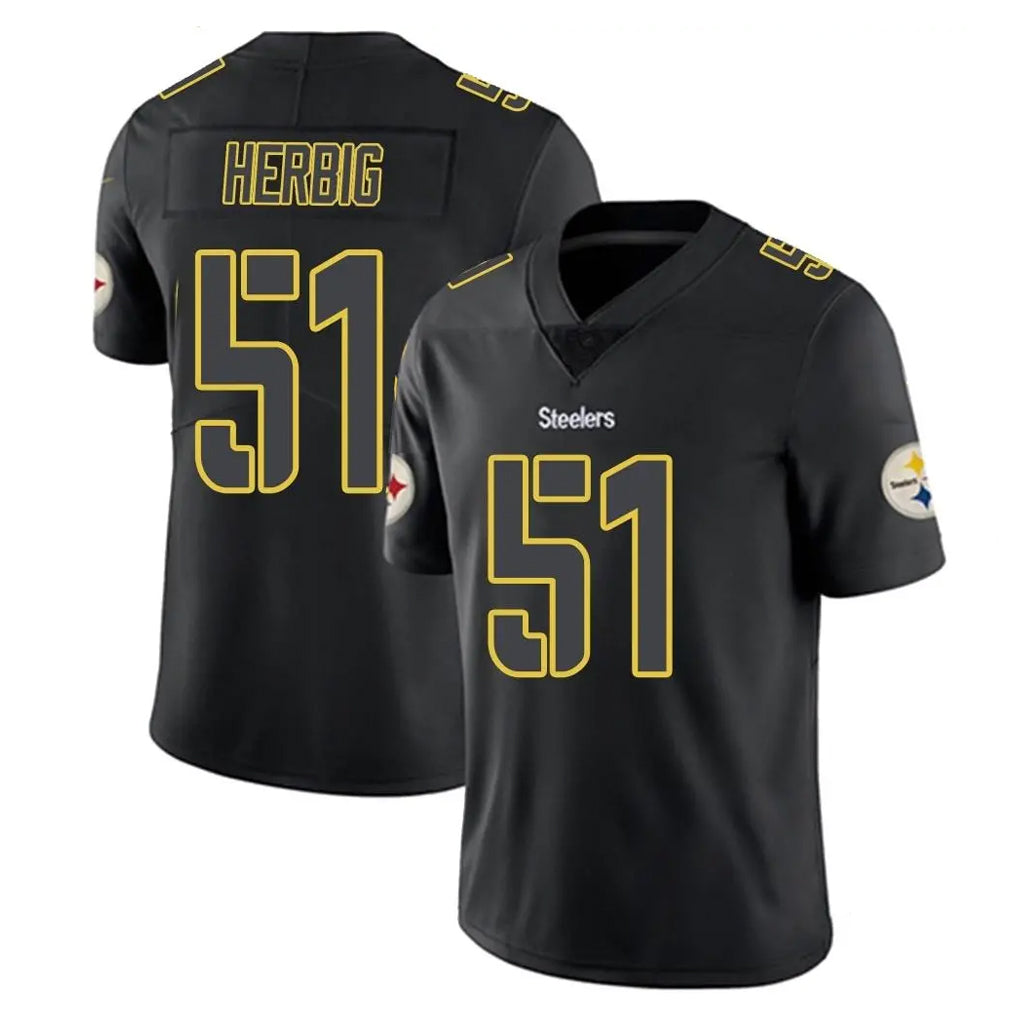 P.Steelers #51 Nick Herbig Player Black Impact Limited Home Game Gdoa Stitched Jerseys