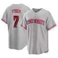 C.Reds #7 Spencer Steer Player Gray Home Game Gdoa Stitched Jerseys