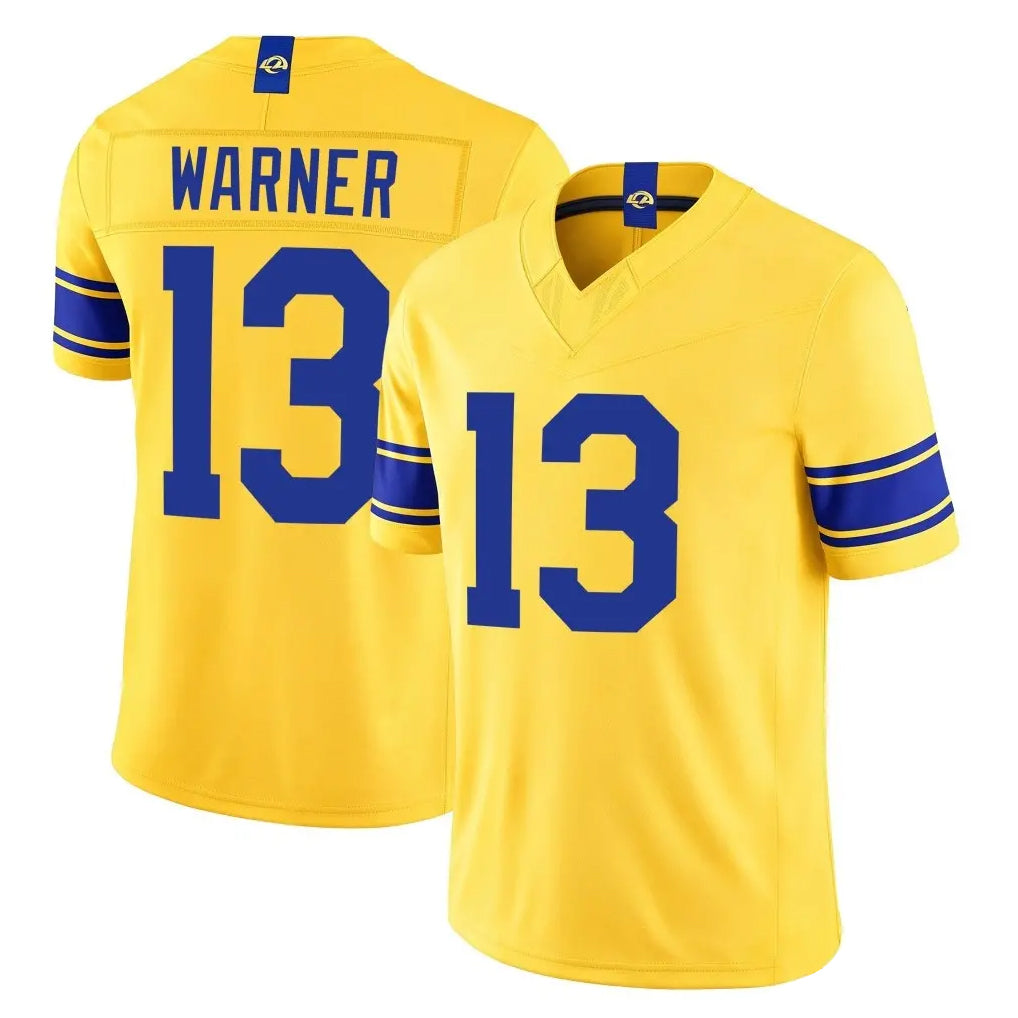 LA.Rams #13 Kurt Warner Player Gold Limited Classic Sol Vapor F.U.S.E.Home Game Gdoa Stitched Jerseys