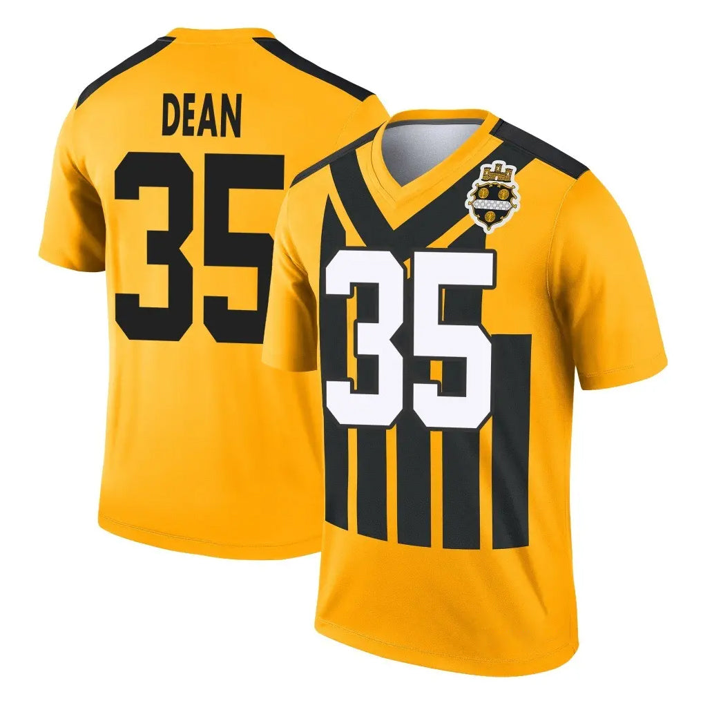 P.Steelers #35 Jamel Dean Player Gold Legend Limited 1933 Throwback Performance Home Game Gdoa Stitched Jerseys