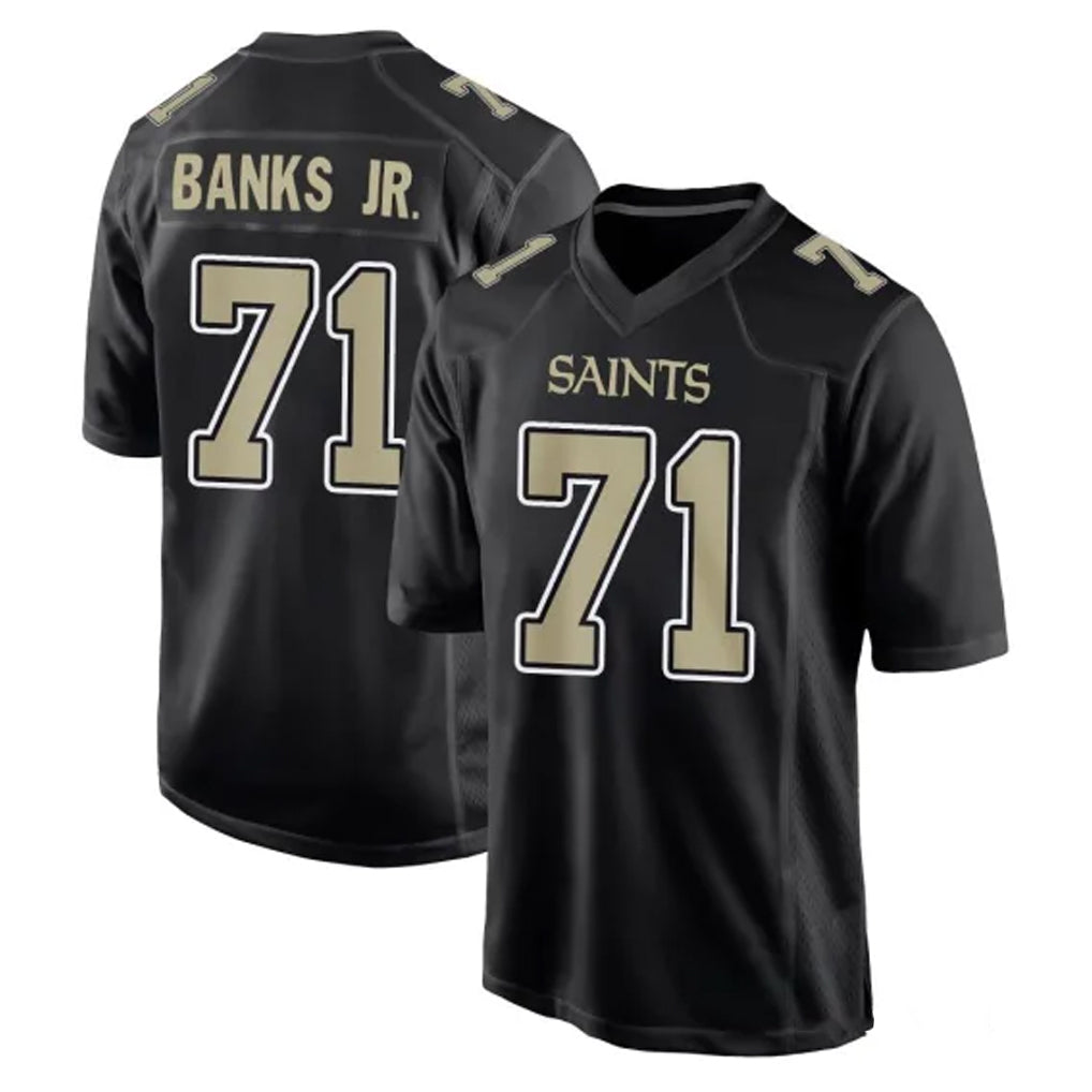 NO.Saints #71 Kelvin Banks Jr. Player Black Carbon Fashion Home Game Gdoa Stitched Jerseys