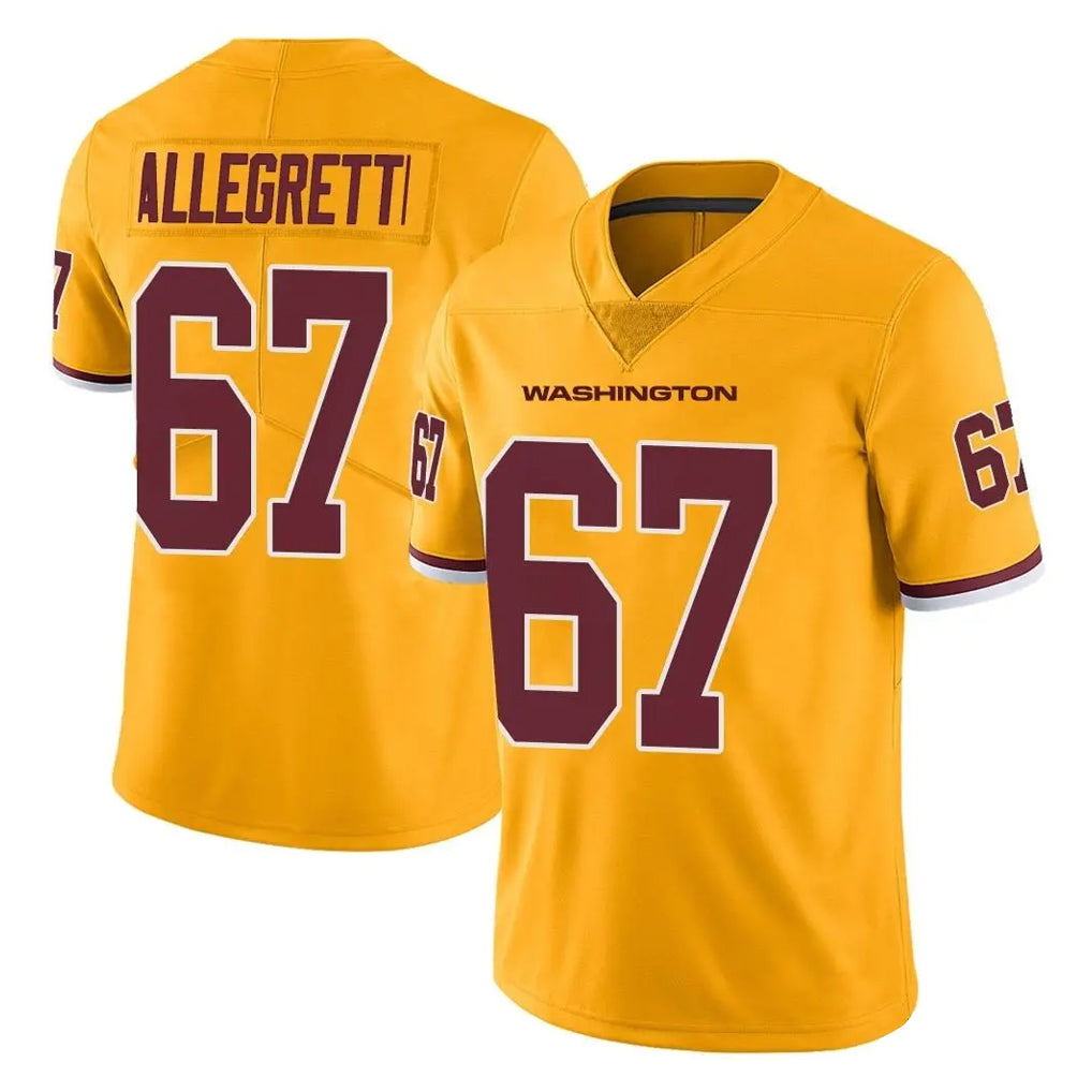 W.Commanders #67 Nick Allegretti Player Gold Limited Color Rush Home Game Gdoa Stitched Jerseys
