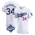 LA.Dodgers #34 Fernando Valenzuela Player White World Series Meet Limited Elite Home Fdoa Stitched Jerseys