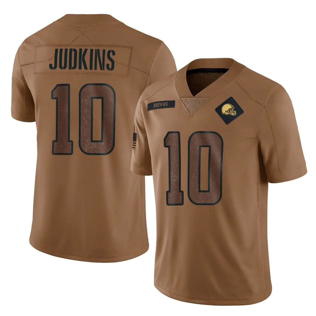 C.Browns #10 Quinshon Judkins Player Brown Salute to Service Limited Home Game Gdoa Stitched Jerseys