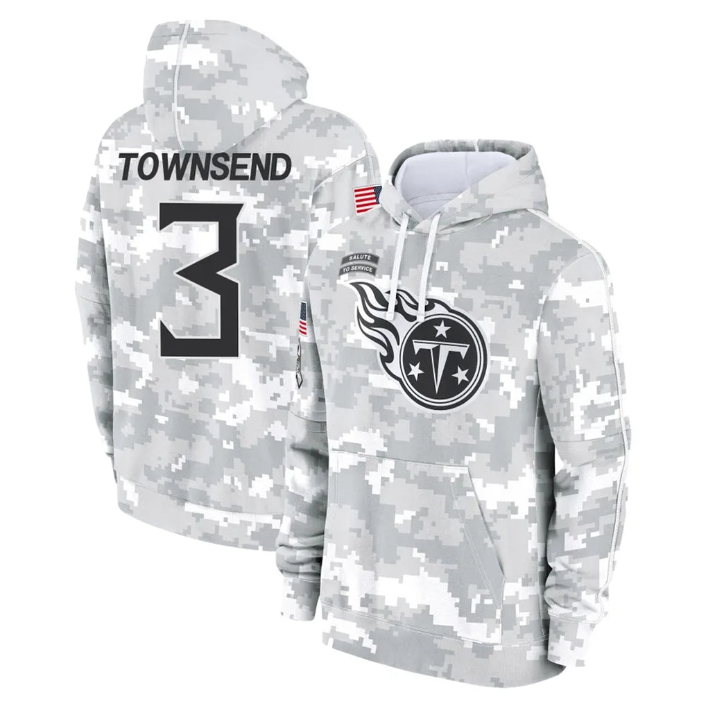 T.Titans #3 Tommy Townsend Player Camo Arctic Salute to Service Pullover Hoodies Home Game Gdoa Stitched Jerseys