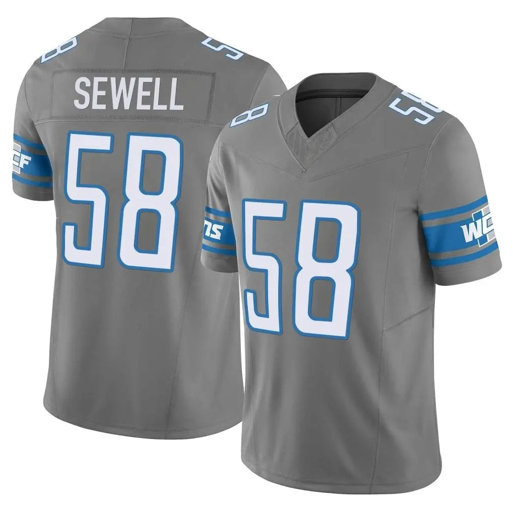 D.Lions #58 Penei Sewell Player Gray Vapor F.U.S.E. Limited Home Game Gdoa Stitched Jerseys