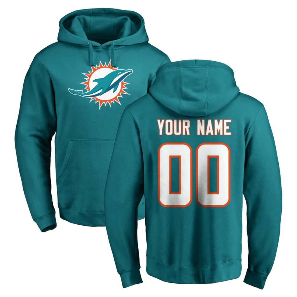 Custom M.Dolphins Aqua LOGO Pullover Hoodies Limited Any Name & Numbers Gdoa Stitched Jerseys