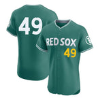 B.Red Sox #49 Tim Wakefield Player Green City Connect Limited Elite Home Game Gdoa Stitched Jerseys