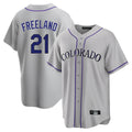 C.Rockies #21 Kyle Freeland Player Gray Game Home Gdoa Stitched Jerseys