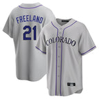 C.Rockies #21 Kyle Freeland Player Gray Game Home Gdoa Stitched Jerseys