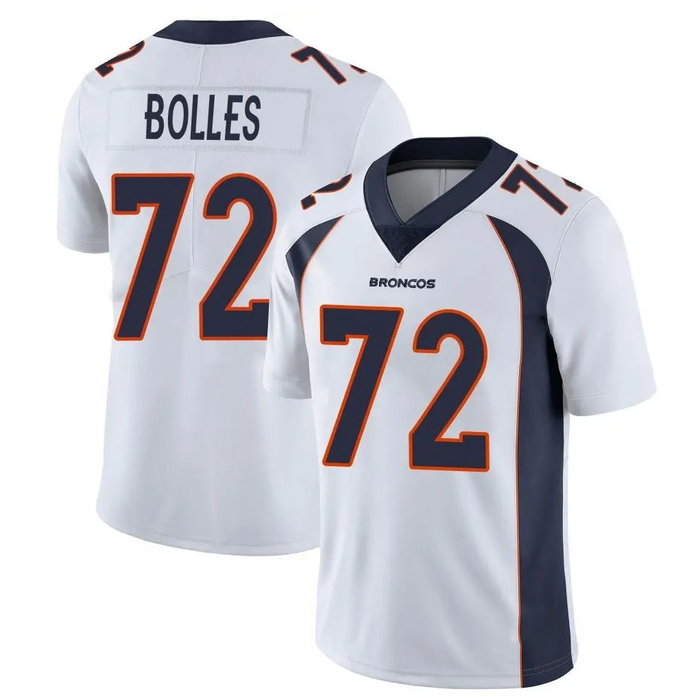 D.Broncos #72 Garett Bolles Player White Vapor Untouchable Limited Home Game Gdoa Stitched Jerseys
