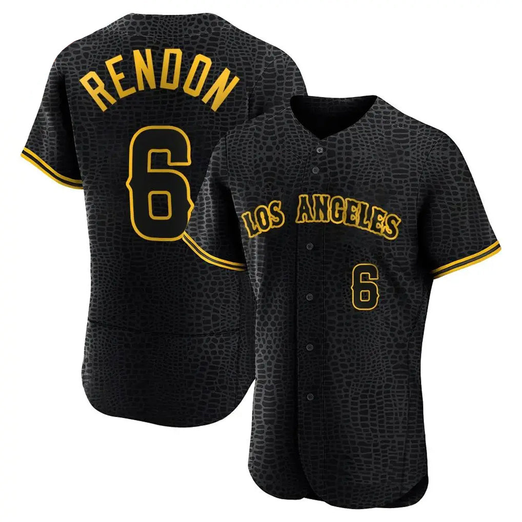 LA.Angels #6 Anthony Rendon Player Black Snake Skin City Limited Elite Home Fdoa Stitched Jerseys