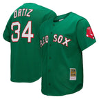 B.Red Sox #34 David Ortiz Player Green Mitchell & Ness Cooperstown Collection Mesh Home Gdoa Stitched Jerseys