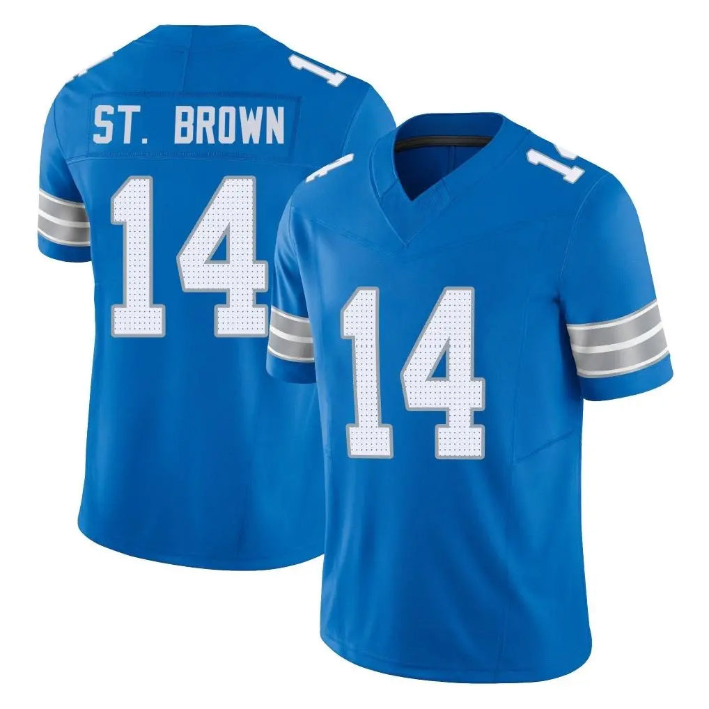D.Lions #14 Amon-Ra St. Brown Player Blue Limited Vapor F.U.S.E. Alternate Home Game Gdoa Stitched Jerseys