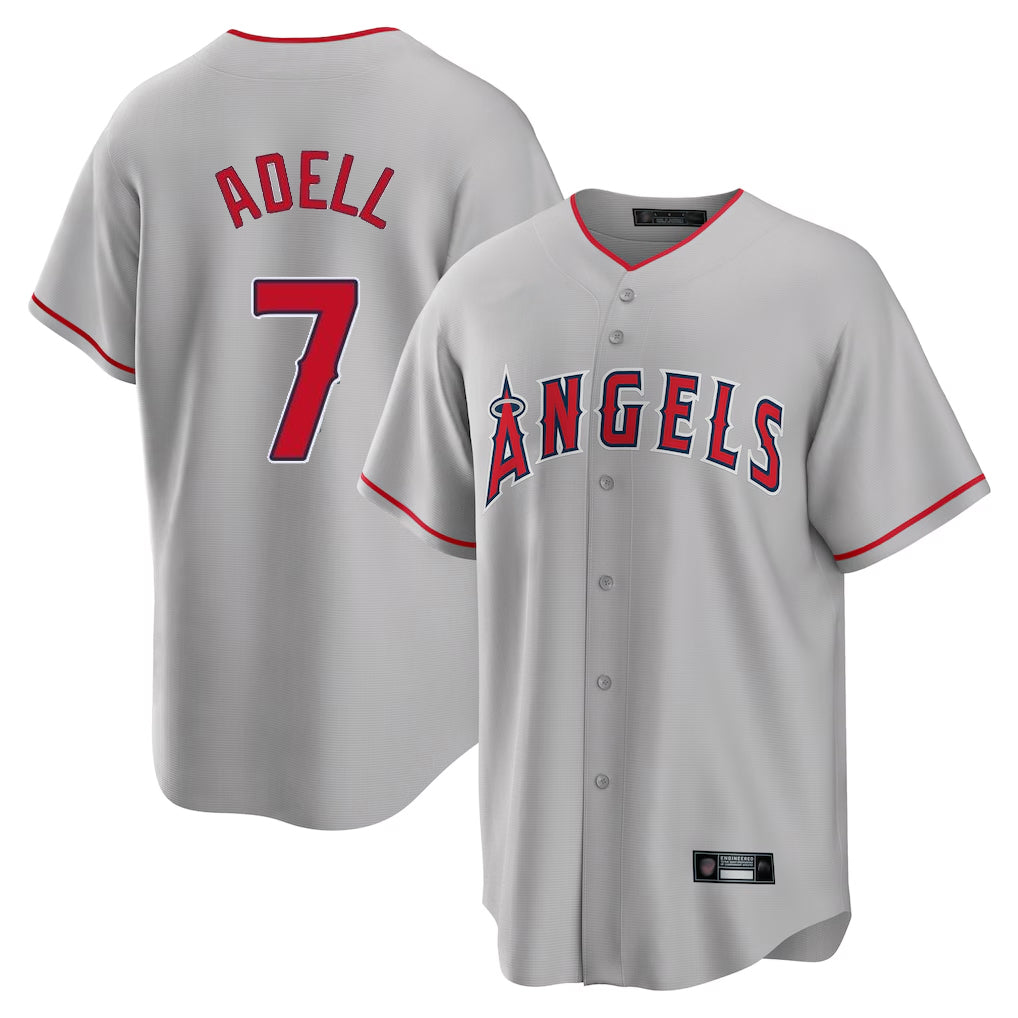 LA.Angels #7 Jo Adell Player Gray Home Game Fdoa Stitched Jerseys
