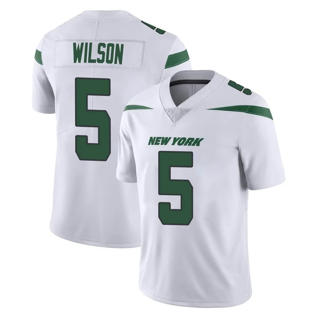 NY.Jets #5 Garrett Wilson Player White Spotlight Limited Vapor Home Game Gdoa Stitched Jerseys