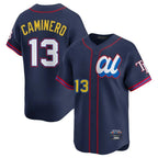 T.Bay Rays #13 Junior Caminero Player Navy All-star Limited Fdoa Stitched Jersey