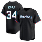 M.Marlins #34 Liam Hicks Player Black Home Limited Fdoa Stitched Jerseys