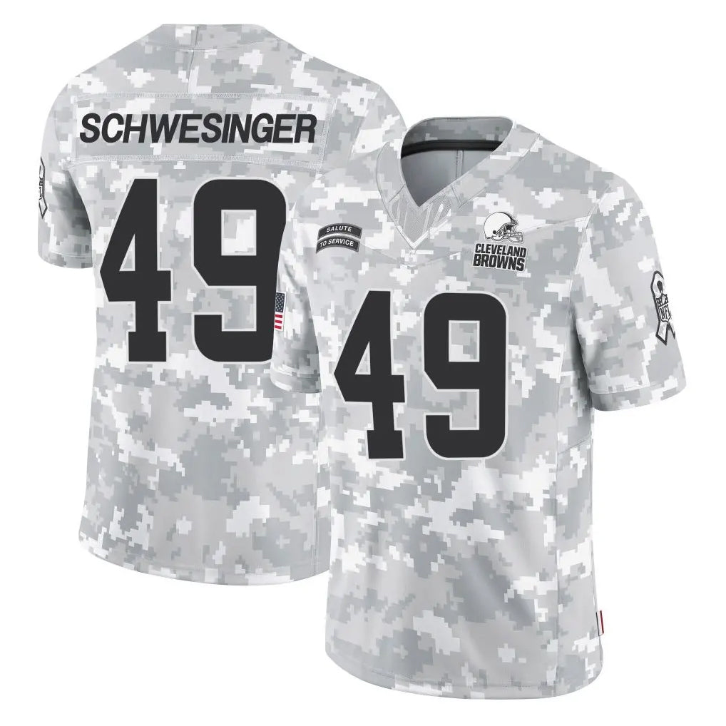 C.Browns #49 Carson Schwesinger Player Arctic Camo Salute to Service Limited Home Game Gdoa Stitched Jerseys