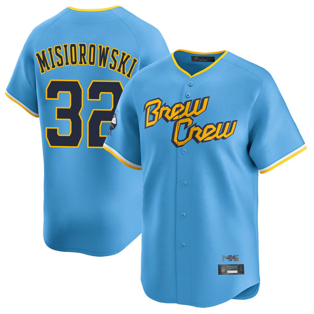 M.Brewers #32 Jacob Misiorowski Player Light Blue City Connect Home Limited Fdoa Stitched Jerseys